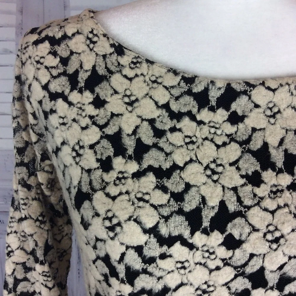 ambra Italian Black + Cream Lace Long Sleeve Shirt